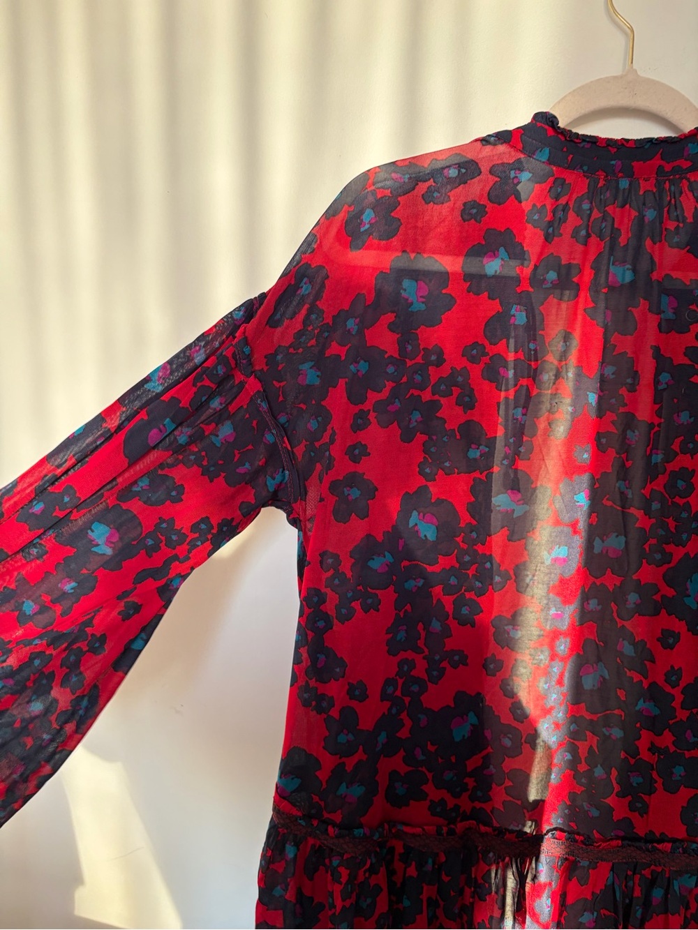 FREE PEOPLE LOVE LETTER Oversized Flowy Floral Snap Down Tunic Top Dress XS - Picture 13 of 16